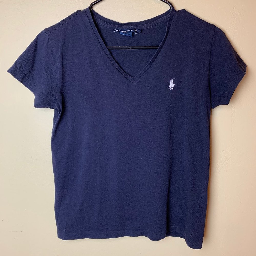 Ralph Lauren Sport V Neck T Shirt - Navy